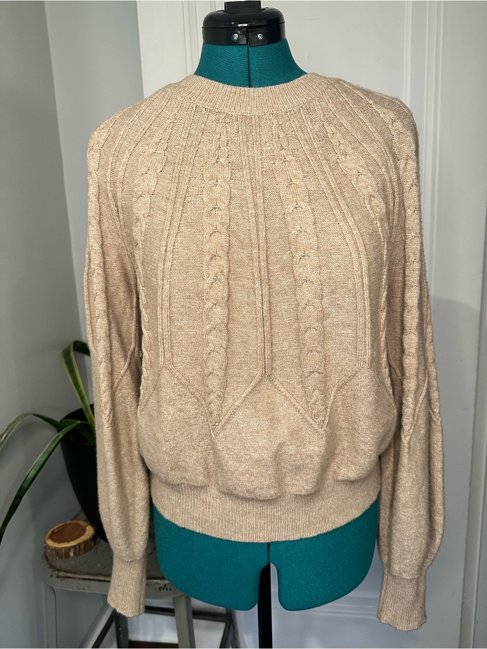 Philosophy Beige Cable-Knit Crewneck Sweater